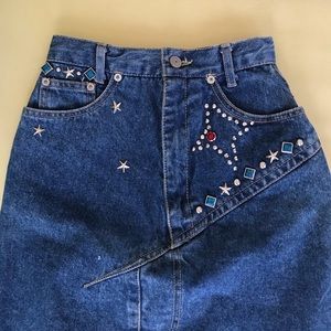 Vintage Western Studded Denim Skirt